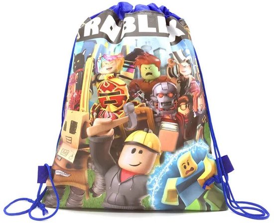 Foto: Roblox gymtas blauw rugzak rugtas tas met trekkoord zwemtas roblox rugtas kindertas lunchtas schooltas