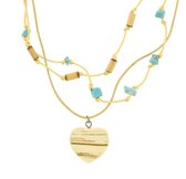 Behave Collier avec coeur de bois couleur beige crème 40 cm