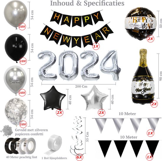 Happy New Year Oud En Nieuw Versiering 2024 Nieuw Jaar Feest Artikelen