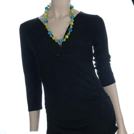Behave Collier de perles vert bleu jaune 62 cm