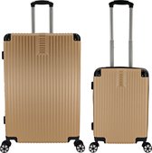 SB Travelbags 2 delige bagage kofferset 4 dubbele wielen trolley - Champagne - 75cm/55cm