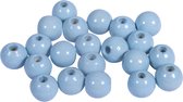 Houten kralen - Baby blauw - 10 mm - 52 stuks - gepolijst
