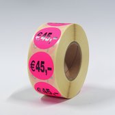 “€45" Prijs Stickers op rol 35mm roze - 1000ex.