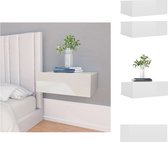 vidaXL Zwevende nachtkastjes - Hoogglans wit - 40 x 30 x 15 cm - Bewerkt hout - Kast