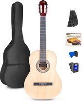 Guitare acoustique pour débutants - MAX SoloArt guitare classique / guitare espagnole comprenant 39 guitares, housse de guitare, accordeur de guitare et accessoires supplémentaires - Naturel (bois)