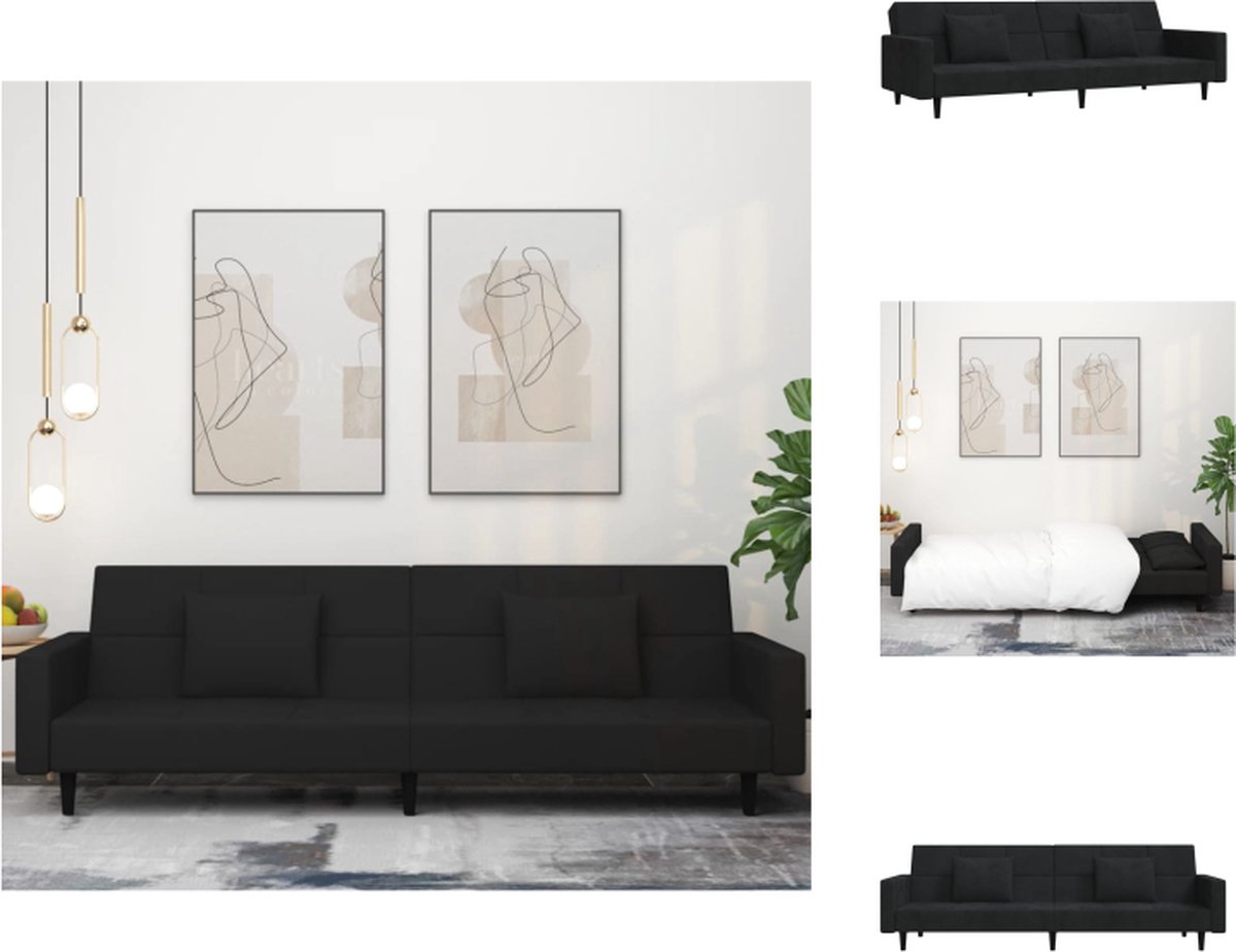 VidaXL Slaapbank Multifunctioneel 220 x 84.5 x 69 cm Zwart Fluweel Bank