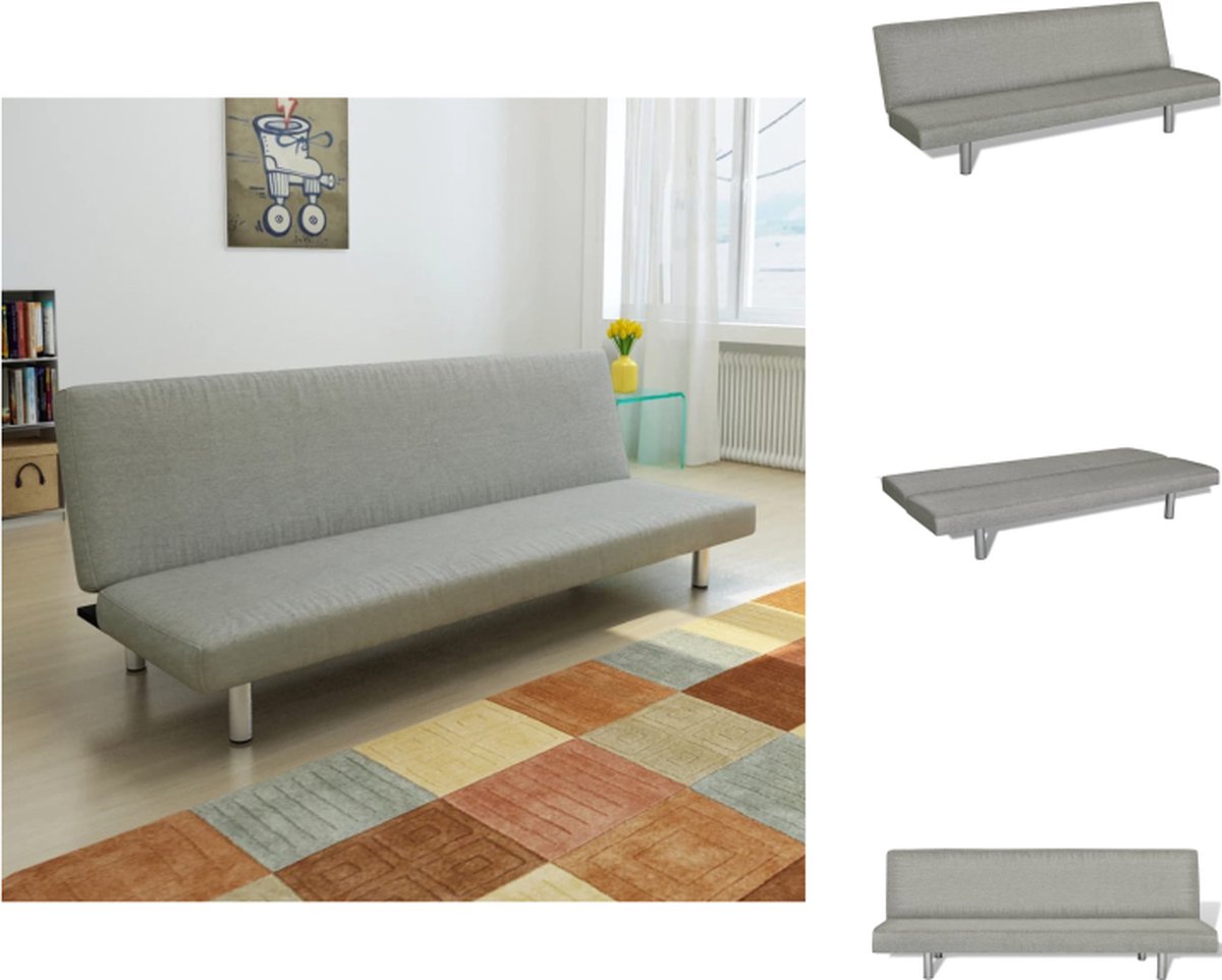 VidaXL Slaapbank Grijs Houten frame Verchroomde poten 168x76x66 cm Om te bouwen naar bed Bank