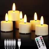 Oplaadbare Vlamloze Kaarsen - Realistisch Flakkerend Licht - Dripless en Rookvrij - Set van 7 - Inclusief Afstandsbediening en Oplaadstation