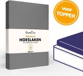 Loom One Premium Topper Hoeslaken – 97% Jersey Katoen / 3% Lycra – 180x200 cm – tot 12cm matrasdikte– 200 g/m² – voor Boxspring-Waterbed - Antraciet