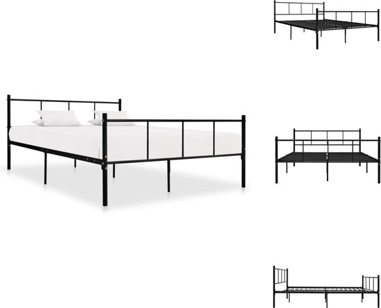 vidaXL Bedframe - klassiek - bed - Afmetingen- 206.4 x 165.2 x 80 cm - Materiaal- metaal - Kleur- zwart - Bed