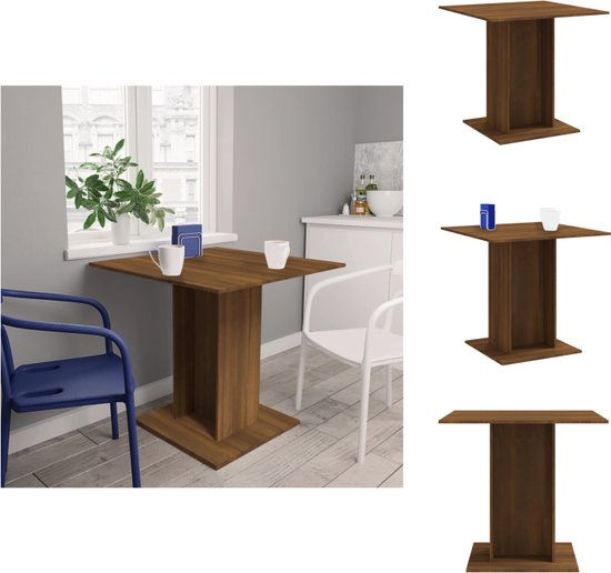 vidaXL Eettafel Bruineiken - 80 x 80 x 75 cm - Onderscheidende minimalistische tafel! - Tafel