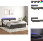 vidaXL Boxspring Bed - Fluweel - LED - Pocketvering - Huidvriendelijk - Donkergrijs - 203x160x78/88 cm - Bed