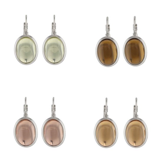 Boucles d'oreilles Behave - femme - couleur argent - boucles d'oreilles serties de 4 pierres interchangeables