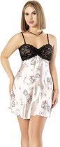 AMARANTA- Satin Babydoll -Nachtjapon met kanten bralett - Sexy slipdress -Maat XL-Moeder dag Cadeau