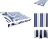 vidaXL Vervangend Luifeldoek - Blauw en wit - 380 x 295 cm - 100% Polyester - Geschikt voor luifelframes van 4 x 3 m - Vensterzonwering