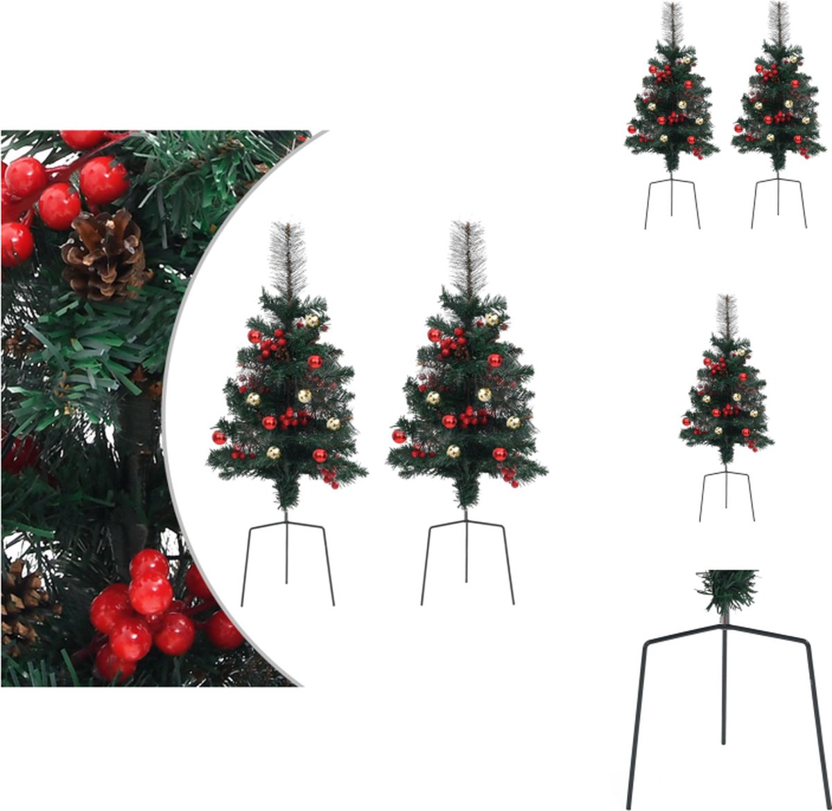 vidaXL Kunstkerstboom - Tuinpad - 76 cm - PVC - Met decoratie - Decoratieve kerstboom