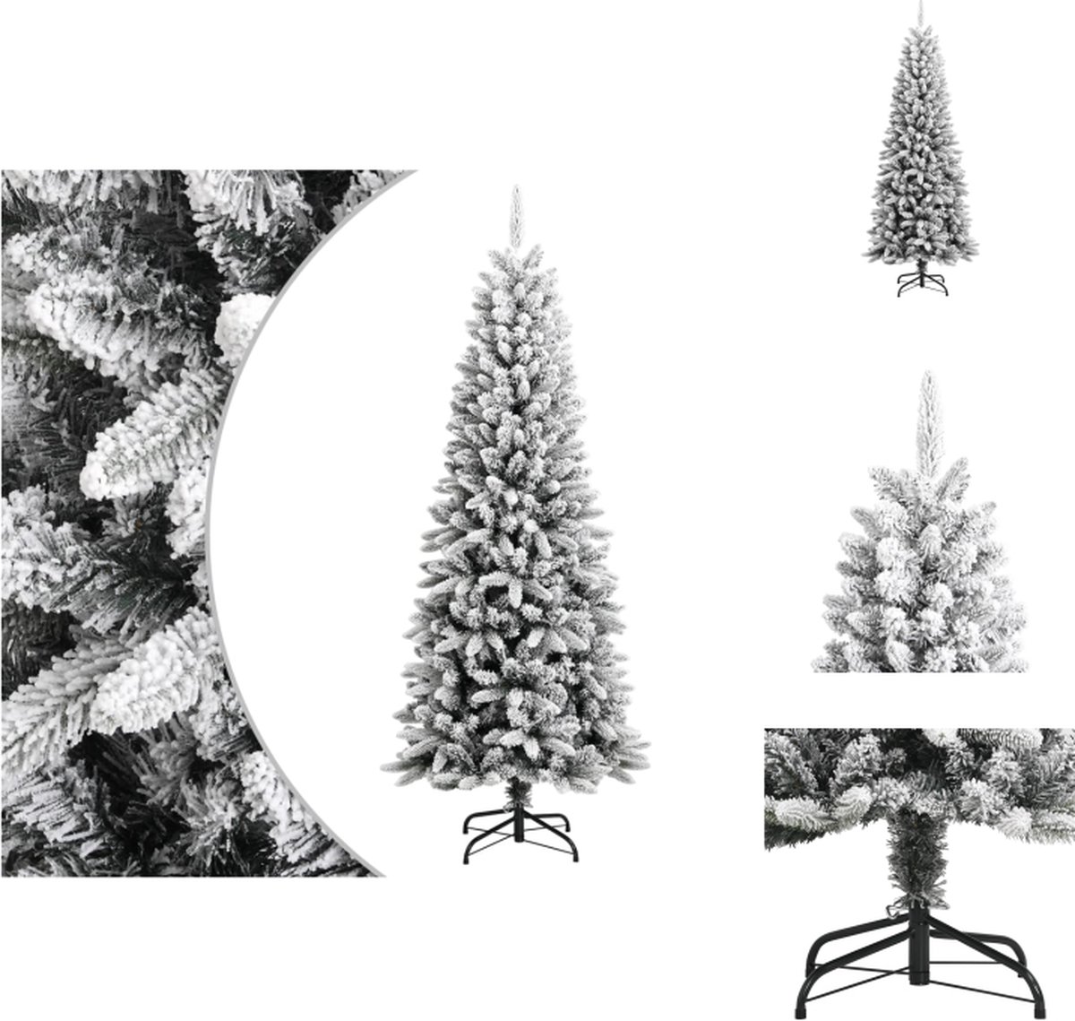 vidaXL Kerstboom - Kunstkerstboom 180 cm - Wit/Groen - Scharnierconstructie - Volle uitstraling - Decoratiesneeuw - Stevig standaard - Duurzame keuze - Decoratieve kerstboom