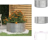 vidaXL Ronde plantenbak - Gepoedercoat stalen bloembak - 80 x 36 cm (ø x H) - Zilver - Bloempot