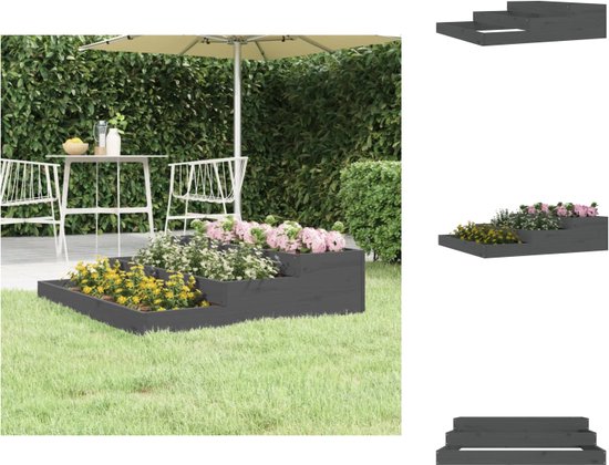 Foto: Vidaxl plantenbak trapsgewijs ontwerp 107 x 107 x 27 cm massief grenenhout bloempot