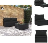 vidaXL tuinset V4 - Poly rattan - Zwart - Modulair design - Hoogwaardig materiaal - Stevig frame - Comfortabele kussens - Tuinset