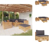 vidaXL Loungeset - Teakhout - Donkergrijs - 69.5x69.5x60 cm - Incl - kussens - Tuinset