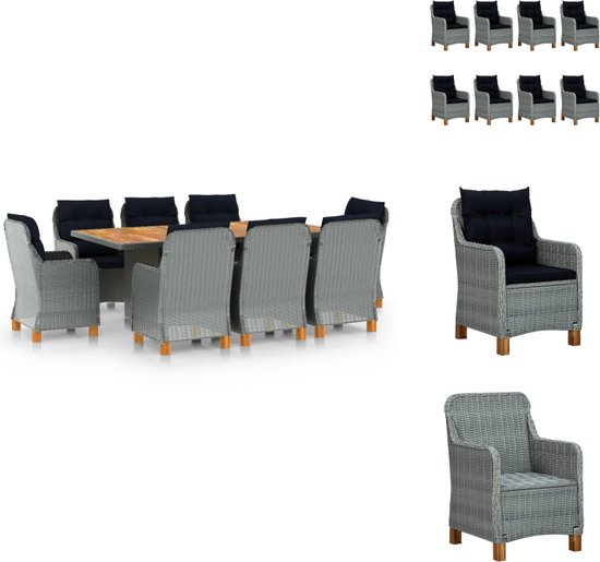 vidaXL Uitschuifbare Tuintafel 160-240 cm Grijs