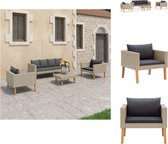 vidaXL Tuinset - 4-delig - PE-rattan - gepoedercoat staal - Beige - Afmetingen banken- 165x67x60cm - 76x67x60cm - Salontafel- 70x50x33cm - Tuinset