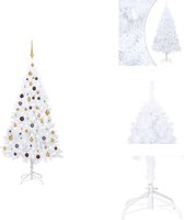vidaXL Kunstkerstboom - wit - 180 cm - met LED-verlichting en kerstversiering - Decoratieve kerstboom