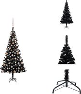 vidaXL Sapin de Noël artificiel - Zwart 150 cm - Éclairage LED- Sapin de Noël décoratif