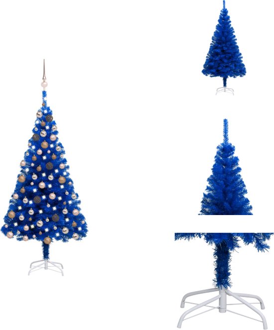 vidaXL Kunstkerstboom Blue - 150 cm - met LED-verlichting - Decoratieve kerstboom