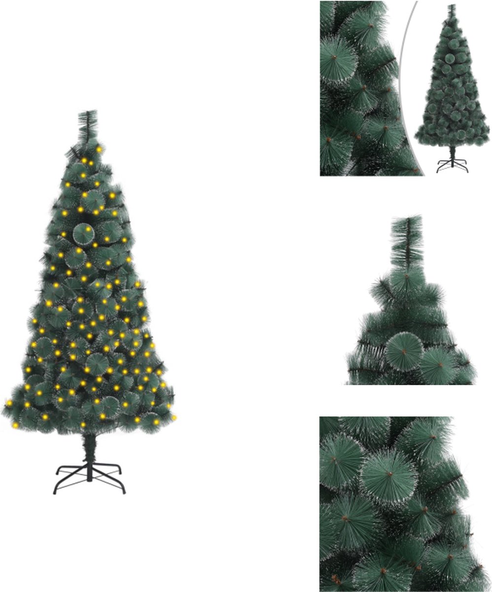 vidaXL Kunstkerstboom - PET - 150 cm - LED-verlichting - Decoratieve kerstboom