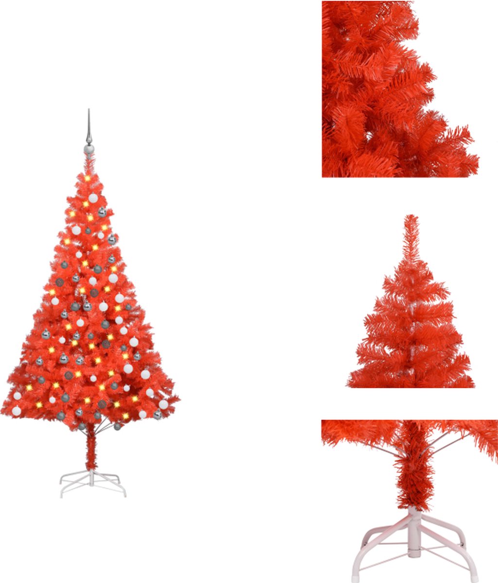 vidaXL vidaXL Kerstboom - Kunstkerstboom - LED-verlichting - Rood - 180 cm - Decoratieve kerstboom