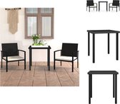 vidaXL Tuinset Zwart - Stalen frame - PE-rattan - Tafel (70x70x73 cm) - Stoelen (53x58.5x83 cm) - Zitkussens - Levering- 1 tafel - 2 stoelen - 2 zitkussens - Tuinset