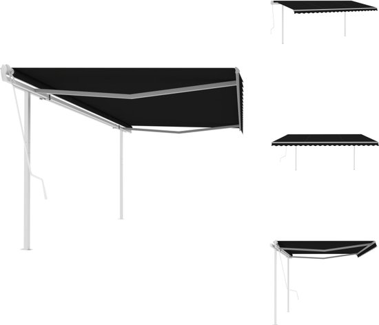 CHENE balkonluifel 3 × 1.2m - Wit/grijs gestreept doek en wit frame