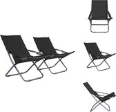 vidaXL Ensemble de chaises de plage - Tissu Oxford /Acier - 58x76x88 cm - Pliable - 2 pièces - Chaise de jardin