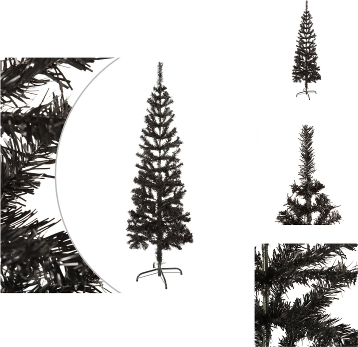 vidaXL Kerstboom Smal - 150 cm - PVC - Zwart - Decoratieve kerstboom