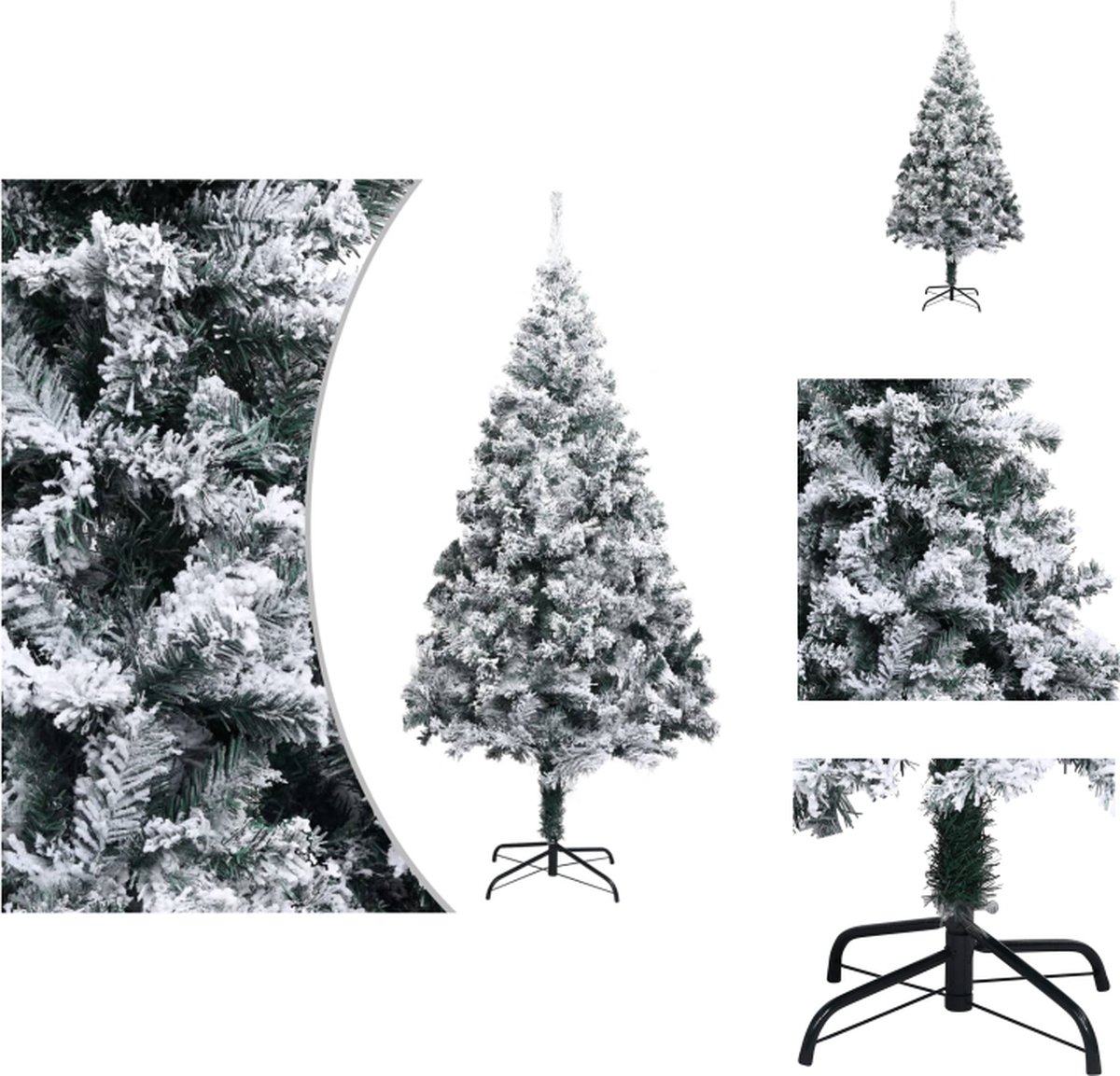 vidaXL Kunstkerstboom - Groen PVC - 400 cm - Met witte sneeuw - Met stalen standaard - Decoratieve kerstboom