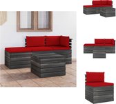 vidaXL Ensemble de jardin en palettes - Bois de pin - Modulaire - Coussin rouge - Assemblage requis - Ensemble de jardin