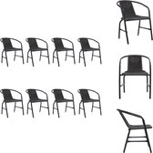 vidaXL Ensemble de chaises de jardin - Aspect rotin - 62 x 55 x 74 cm - Zwart - Empilable - Rotin plastique - Chaise de jardin