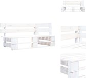 vidaXL Pallet Tuinhoekbank - houten hoekbank - 110 x 65 x 55 cm - wit - buiten- en binnengebruik - Tuinbank