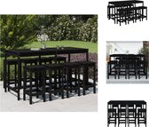 vidaXL Ensemble de bar en pin Massief - Noir - Table de bar 203,5 x 90 x 110 cm - Tabouret de bar 40 x 40 x 78 cm - Capacité de charge 110 kg - 1 table de bar - 8 chaises de bar - Ensemble de jardin