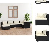 vidaXL Poly Rattan Tuinset - Modulair Design - Waterbestendig - Stabiel Frame - Comfortabele Kussens (Zwart/Crème - 70x70x60.5cm) - Tuinset