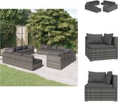 vidaXL Poly Rattan Tuinset - Grijs - Modulair Design - Waterbestendig - Stevig Frame - Comfortabele Kussens - Tuinset