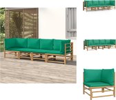 vidaXL Bamboe Tuinset - Modulaire loungeset - Duurzaam materiaal - Comfortabele zitervaring - Inclusief kussens - Levering bevat- 2 middenbank - 2 hoekbank - 4 zitkussen - 6 rugkussen - Tuinset