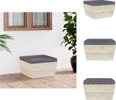 vidaXL Tuinhocker Pallet - 60 x 60 x 30 cm - Antraciet kussen - Tuinbank