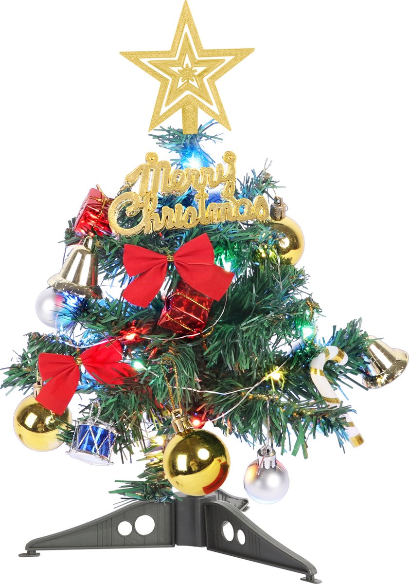 Fuleadture 30 cm Tafelkerstboom - Mini Kerstboom - Kunstkerstboom met LED - Mini Kerstboom voor Tafel - Kerstboom - Kleine Verlichte - Kunstkerstboomornamenten