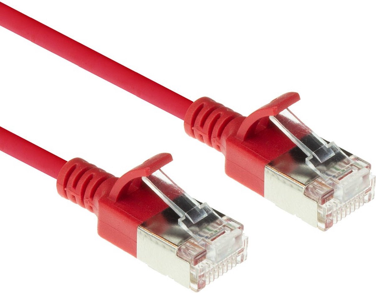 Image of ACT Rode 3 meter LSZH U/FTP CAT6A datacenter slimline patchkabel snagless met RJ45 connectoren DC7503