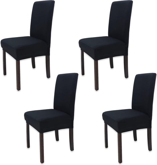 YSTELLAA Stretch Stoelhoes Eetstoelhoezen 6 Stuks, Universele Stoelhoezen Moderne, Elastische Stoelbeschermer Verwijderbare Wasbare voor Eetkamer,Hotel,Banket,Bruiloft,Feest, Zwart
