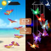 Zonne-windgong klokkenspel moederdagcadeau decoratieve lamp LED zonne-wind chime licht spiraal spinner kleur veranderende tuinlamp (vlinder)