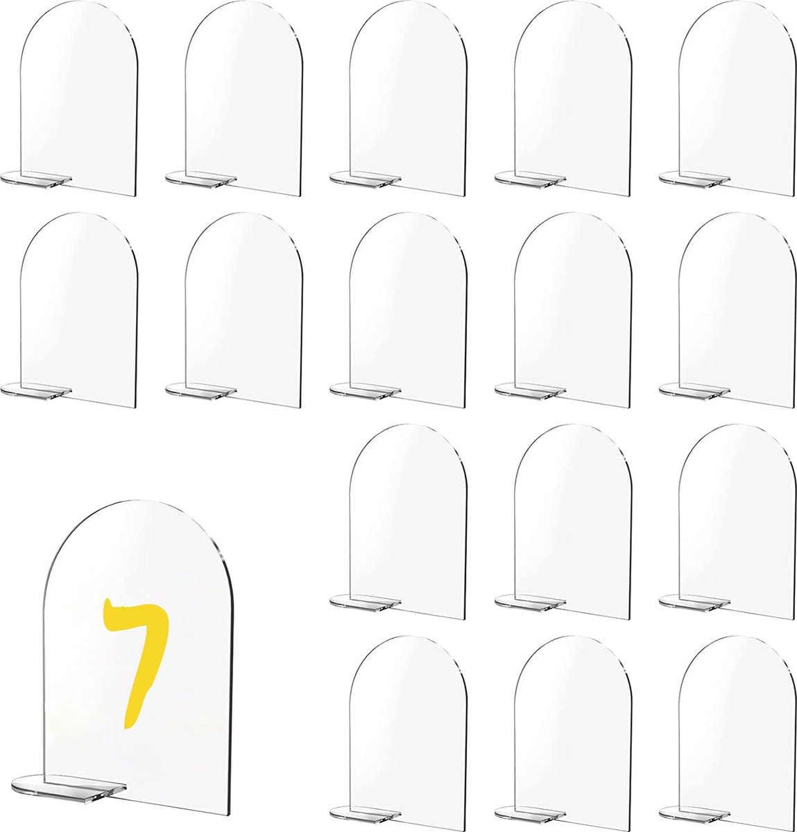 Goedkoopste JustYit 20 Pieces Table Numbers Acrylic Sheet Acrylic Table Signs Transparent Arch Acrylic Sign Table Number Acrylic for Wedding Stands, Curved Signs, Parties